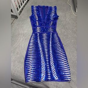 Bodycon sequins blue birthday Dress